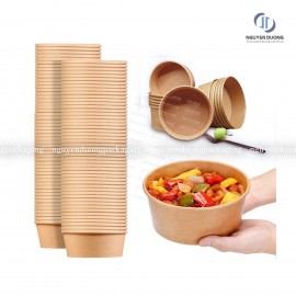 Bát giấy Kraft có nắp dùng 1 lần