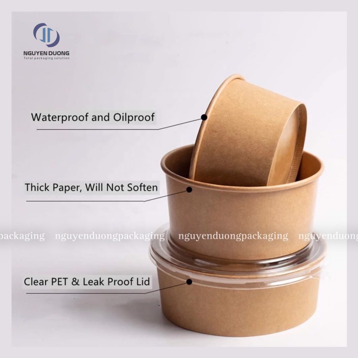 Bát giấy Kraft có nắp dùng 1 lần