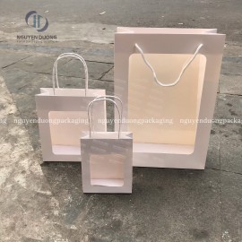 Túi giấy trắng Cửa sổ Mica quai dây