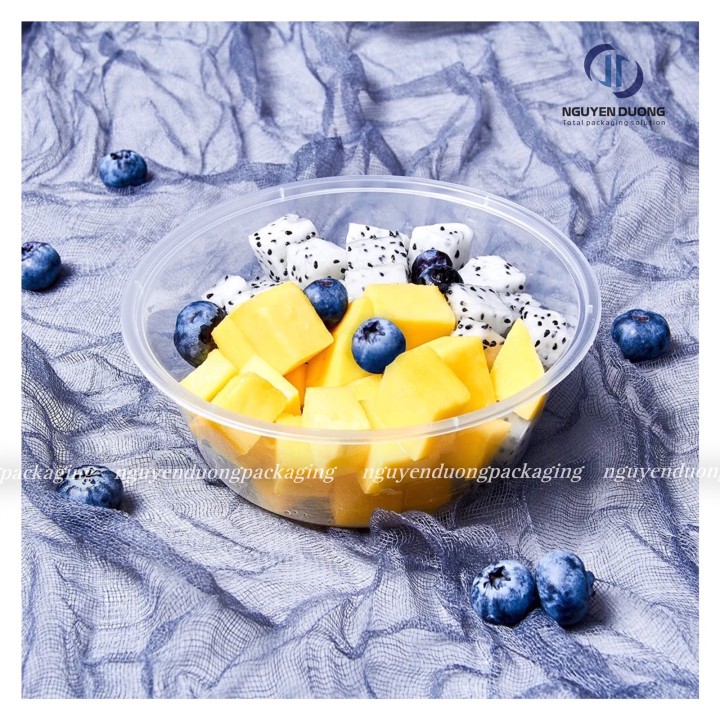 (Lốc 10 chiếc) Hộp nhựa tròn dùng 1 lần kèm nắp