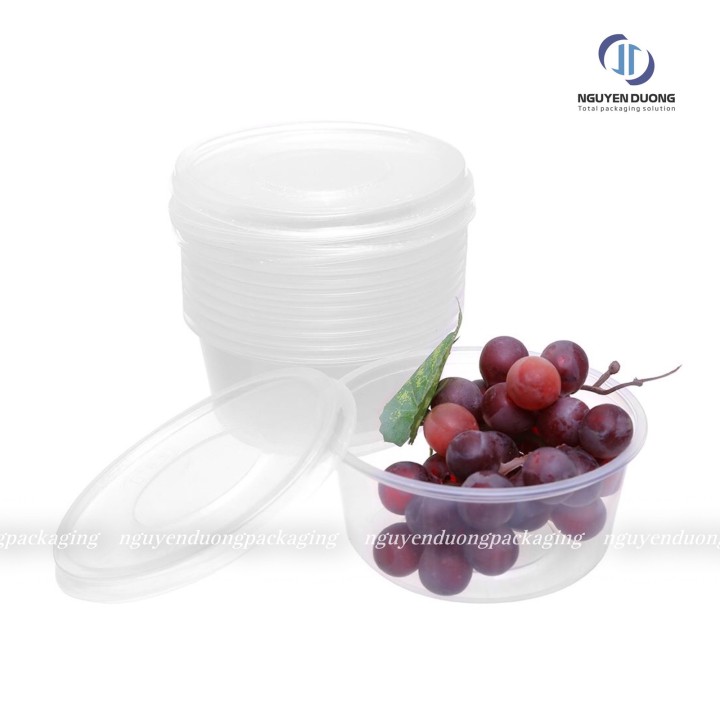 (Lốc 10 chiếc) Hộp nhựa tròn dùng 1 lần kèm nắp