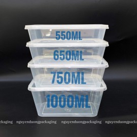 Hộp nhựa vuông dùng 1 lần kèm nắp