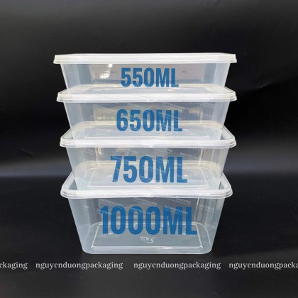 Hộp nhựa vuông dùng 1 lần kèm nắp