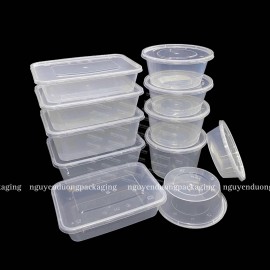 (Lốc 10 hộp) Hộp nhựa vuông dùng 1 lần kèm nắp