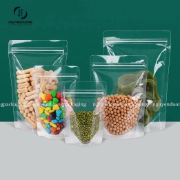 Túi zip 3 biên giấy kraft nâu có cửa sổ