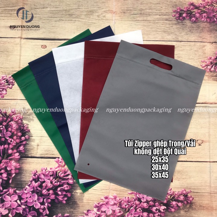 Túi zip 3 biên giấy kraft nâu có cửa sổ