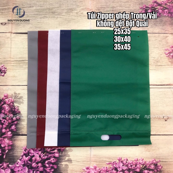 Túi zip 3 biên giấy kraft nâu có cửa sổ