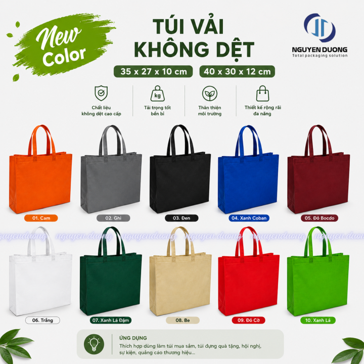 Túi vải quai xách hình hộp dạng ép nhiệt