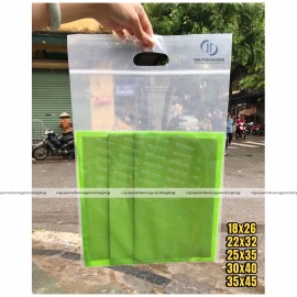 Túi zipper miết đột lỗ quai xách