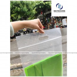 Túi zipper miết đột lỗ quai xách