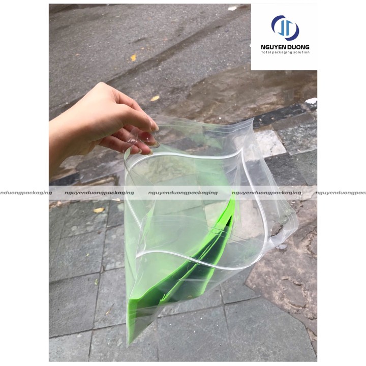 Túi zipper miết đột lỗ quai xách