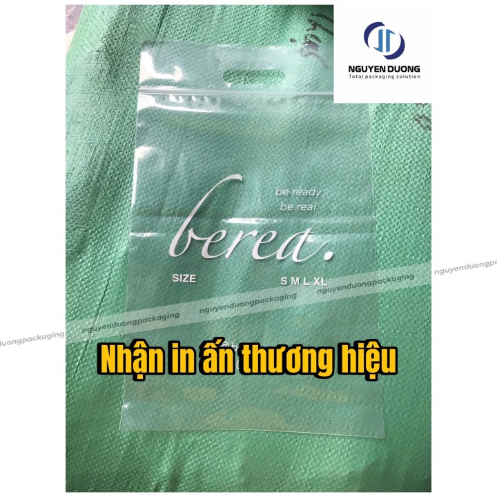 Túi zipper miết đột lỗ quai xách