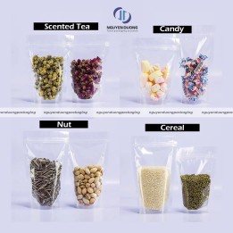 Túi zip 3 biên giấy kraft nâu có cửa sổ