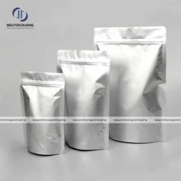 Túi zipper đáy đứng 2 mặt bạc
