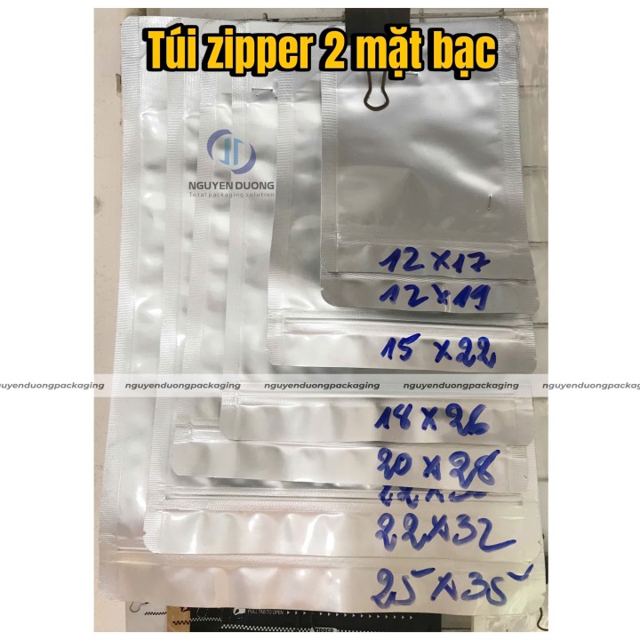 Túi zipper đáy đứng 2 mặt bạc