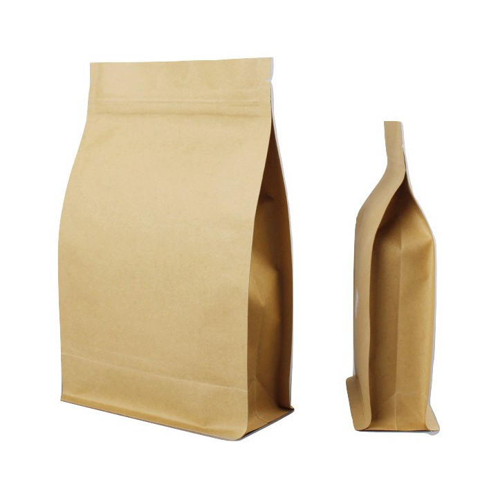 Túi zip giấy kraft nâu 8 biên không cửa sổ