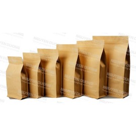 Túi zip giấy kraft nâu 8 biên không cửa sổ