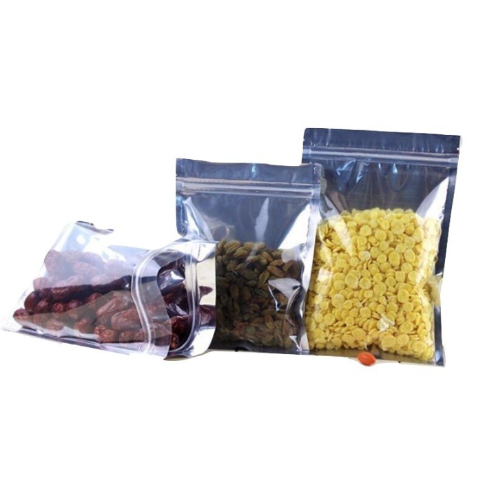 Túi zip 3 biên giấy kraft nâu có cửa sổ