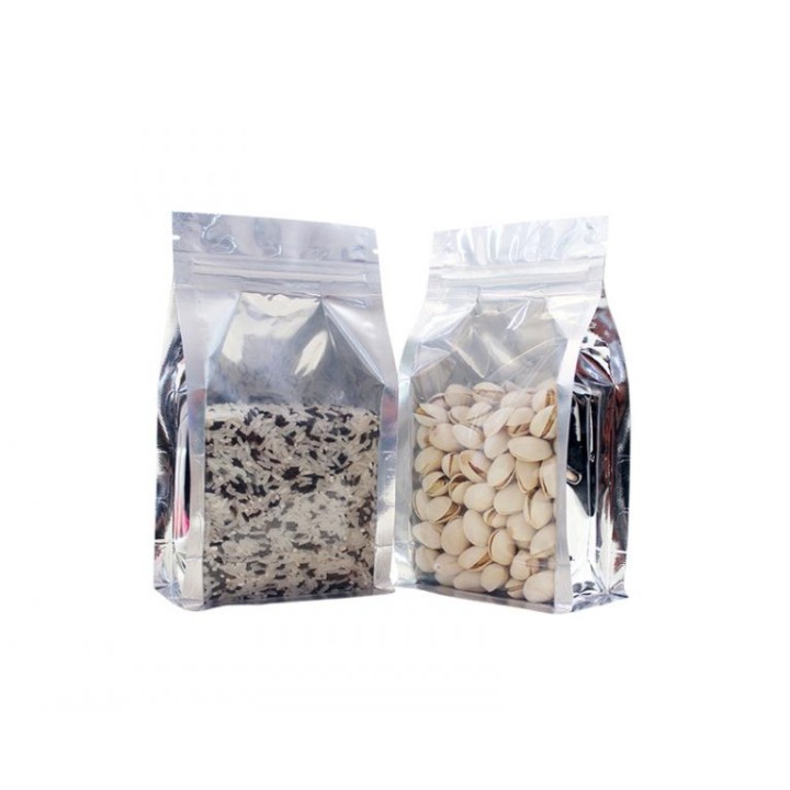 Túi zip 8 cạnh trong bạc