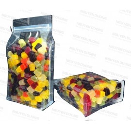 Túi zip 3 biên giấy kraft nâu có cửa sổ