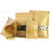 Túi zip 3 biên giấy kraft nâu có cửa sổ