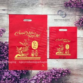 Túi vải không dệt đựng Lịch in Chúc Mừng Năm Mới dạng Phẳng đột lỗ/quai rời