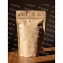 Túi zip 3 biên giấy kraft nâu có cửa sổ