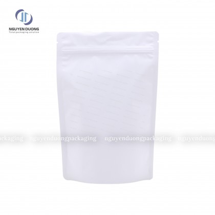 Túi zip giấy kraft trắng đáy đứng không cửa sổ