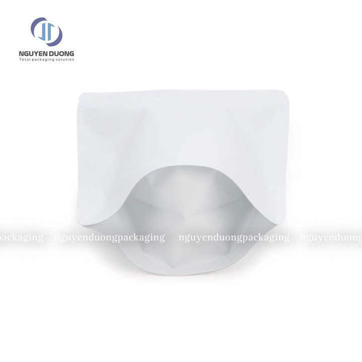 Túi zip giấy kraft trắng đáy đứng không cửa sổ