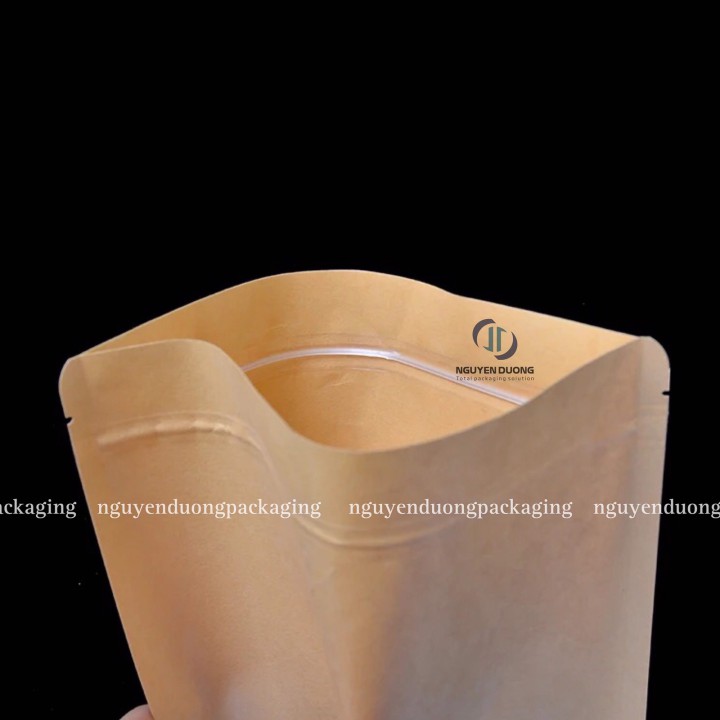 Túi zipper giấy Kraft cửa sổ tràn đáy đứng