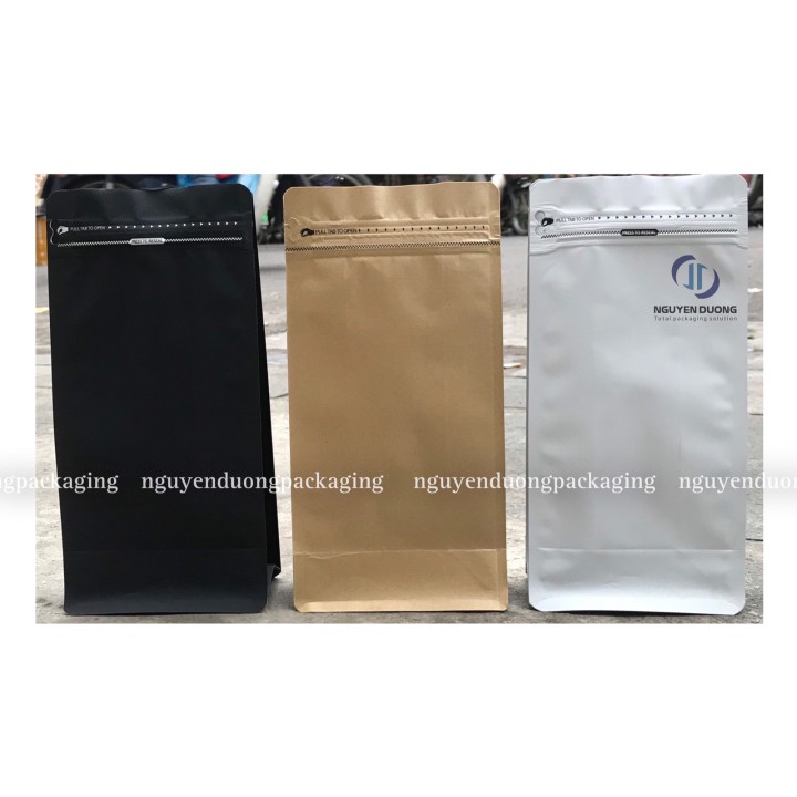 Túi zip 3 biên giấy kraft nâu có cửa sổ