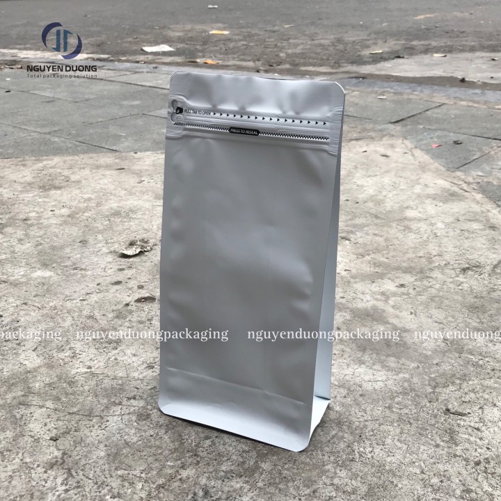 Túi zip 3 biên giấy kraft nâu có cửa sổ