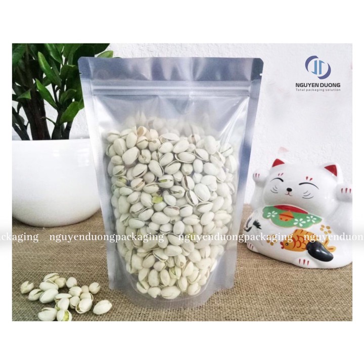 Túi zip 3 biên giấy kraft nâu có cửa sổ
